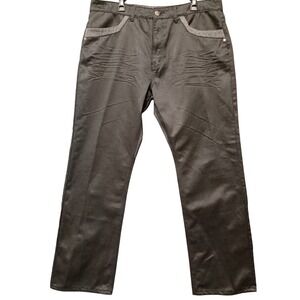 Red Ape Mens Black Coated Denim Jeans Straight Leg Streetwear Size 40 Lot 3086